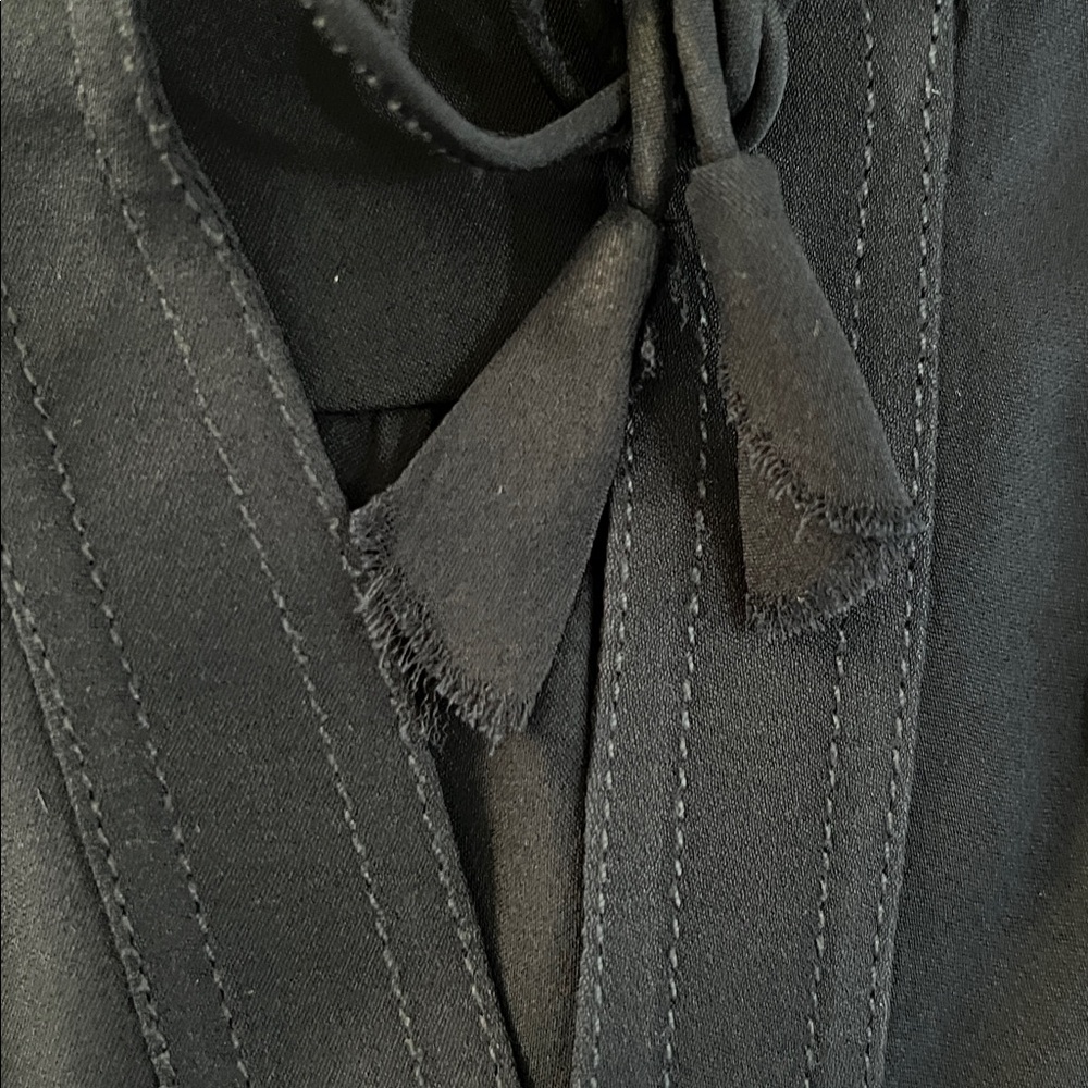Rebecca Taylor Navy Blue Silk Tie-Neck Utility Blouse 100% silk blouse size 0 - Picture 7 of 7